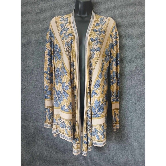 Anthropologie Guinevere Pointed Tapestry Lightweight Linen Waterfall Cardigan M - Picture 5 of 10